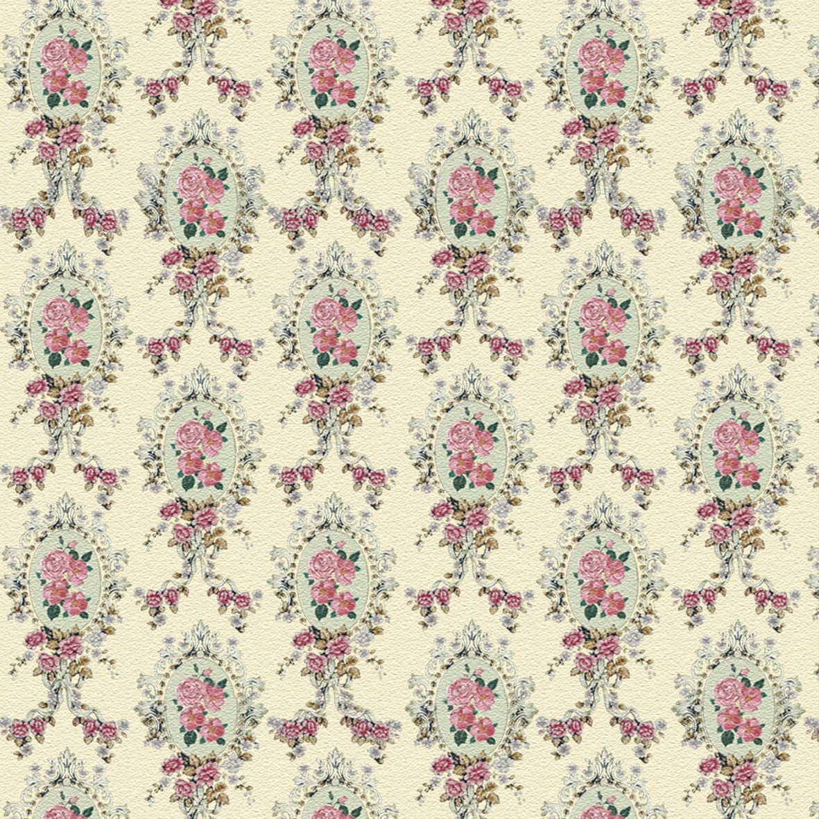 23. Regency Pink Floral on Cream Wallpaper