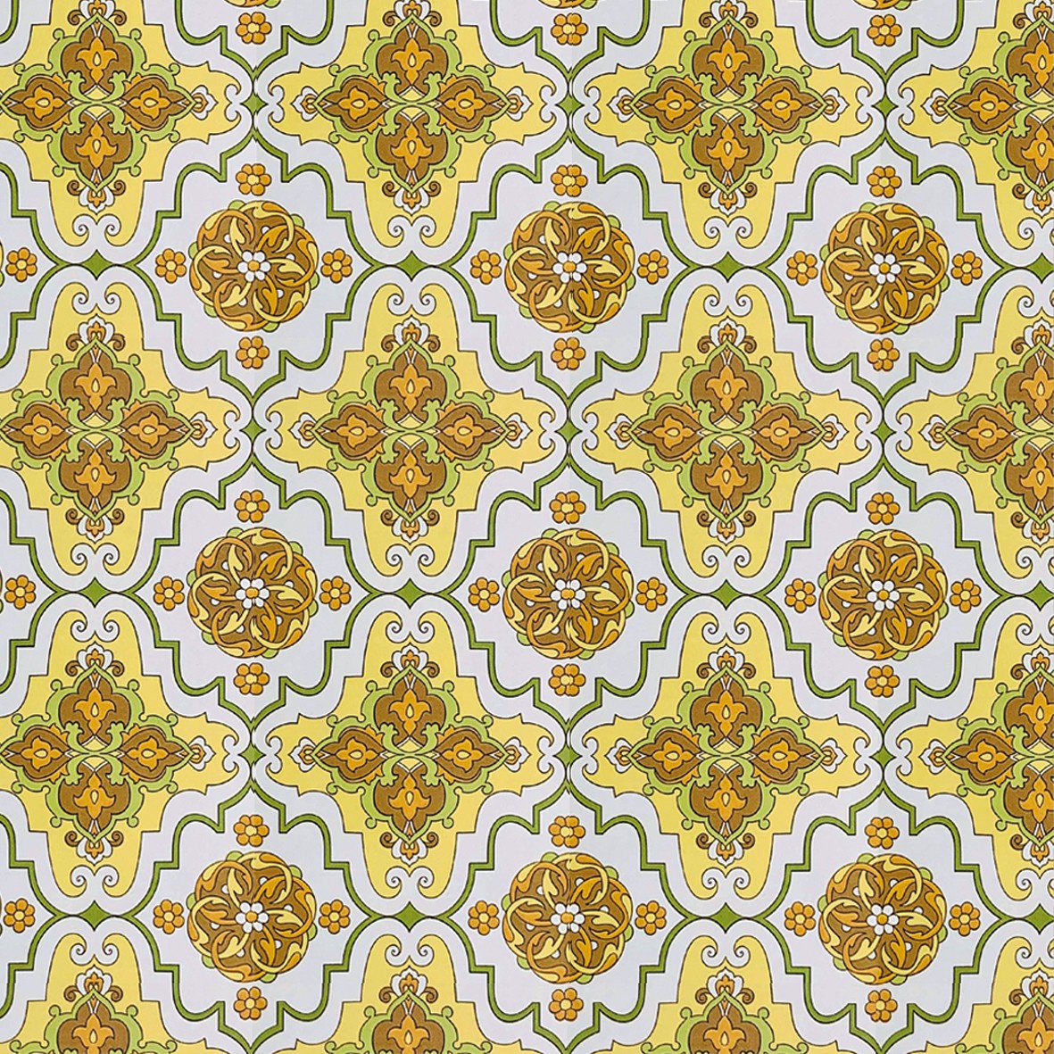 100. Vintage Green & Yellow Wallpaper