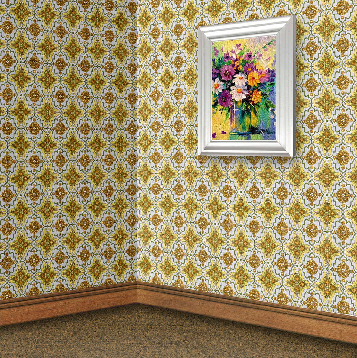100. Vintage Green & Yellow Wallpaper