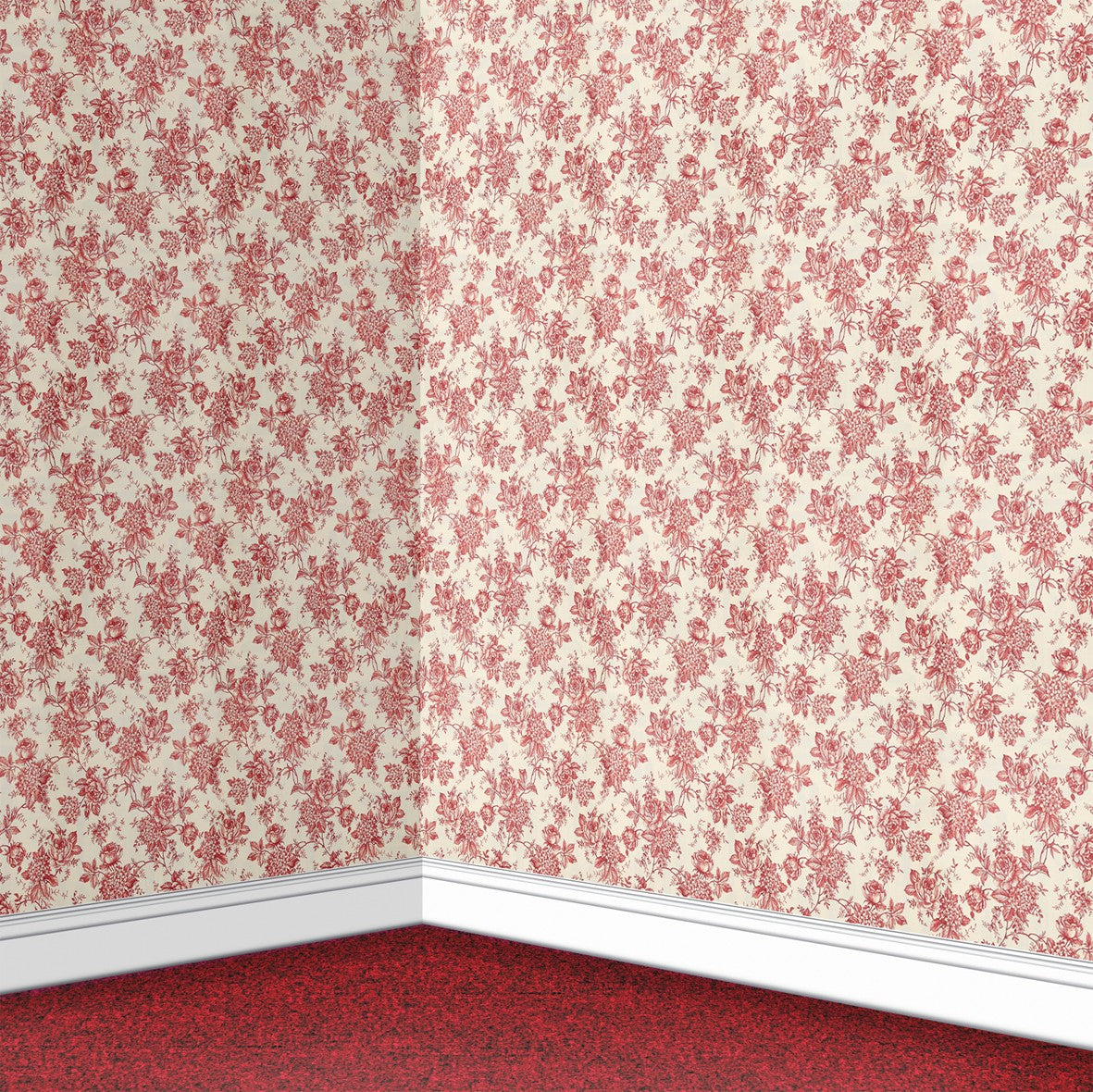 117. Red Toile De Jouy Wallpaper