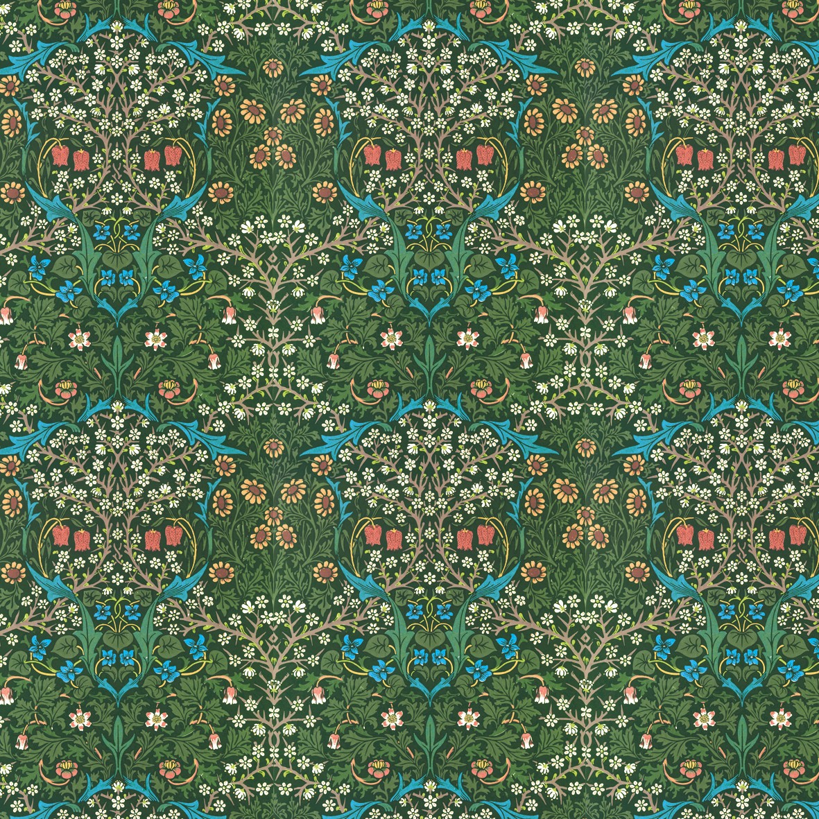 131. Morris Floral Green Wallpaper