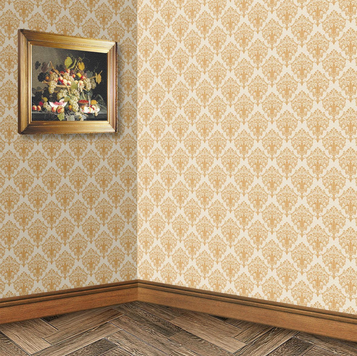 126. Victorian Beige Rococo Wallpaper