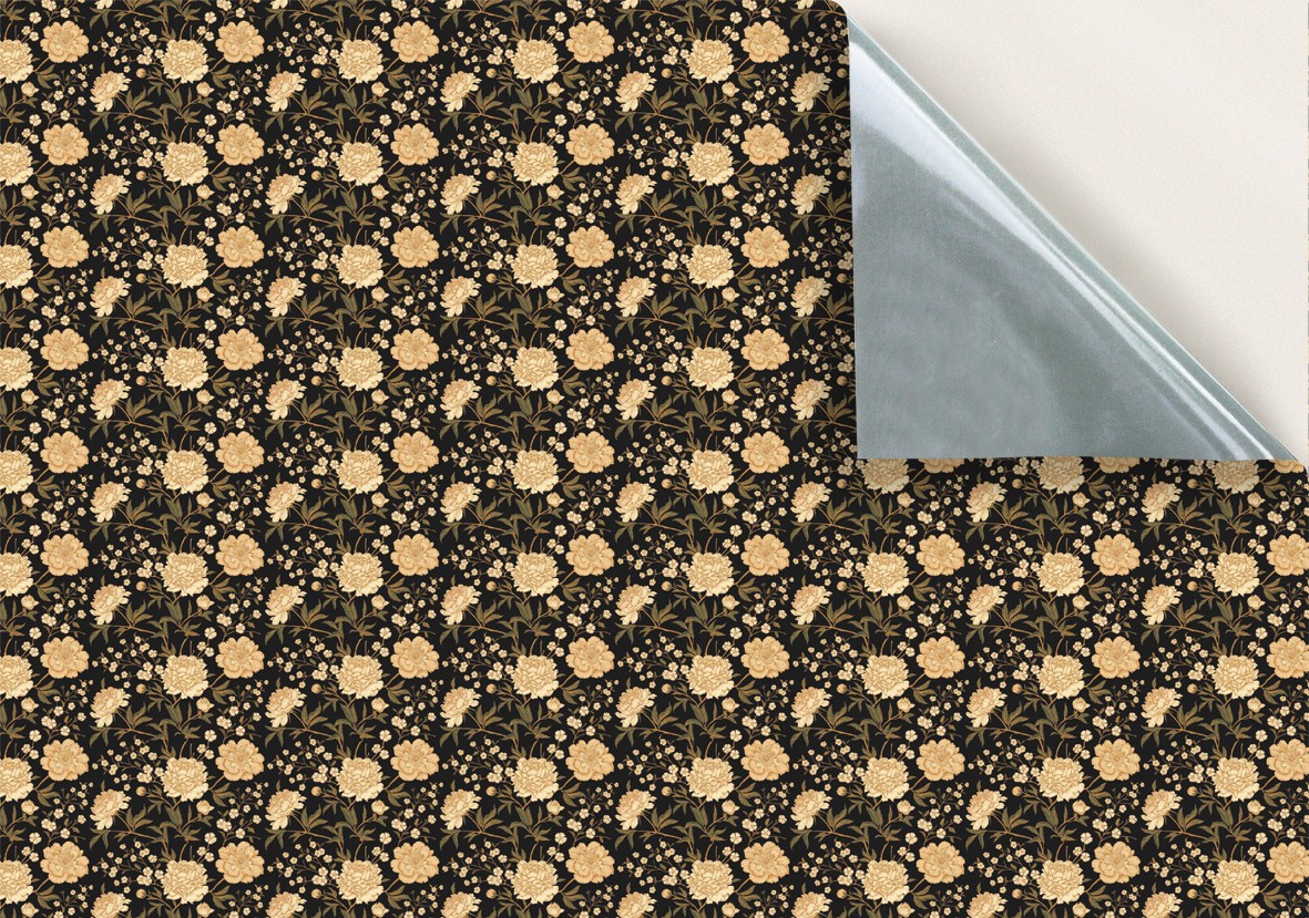 127. Victorian Floral Gold Black Wallpaper