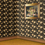 127. Victorian Floral Gold Black Wallpaper