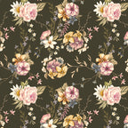 128. Victorian Floral Pink Brown Wallpaper