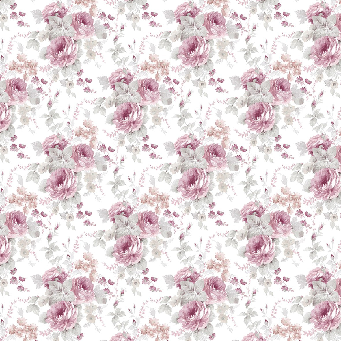 132. Edwardian Floral Dusky Pink Wallpaper