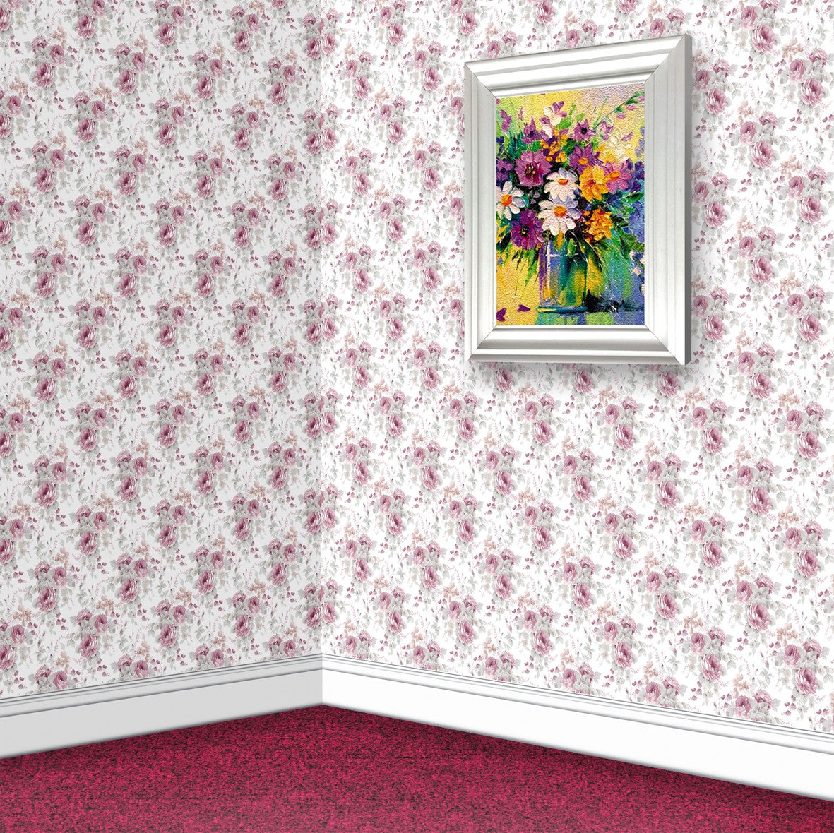 132. Edwardian Floral Dusky Pink Wallpaper