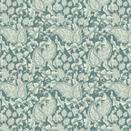 133. Edwardian Leaves On Teal Wallpaper