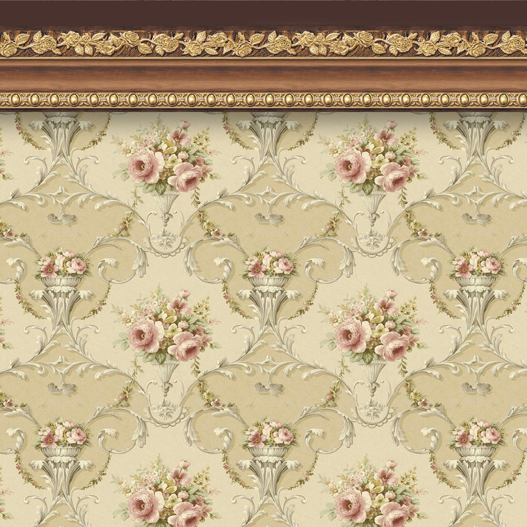 136. Vintage Floral And Border Wallpaper