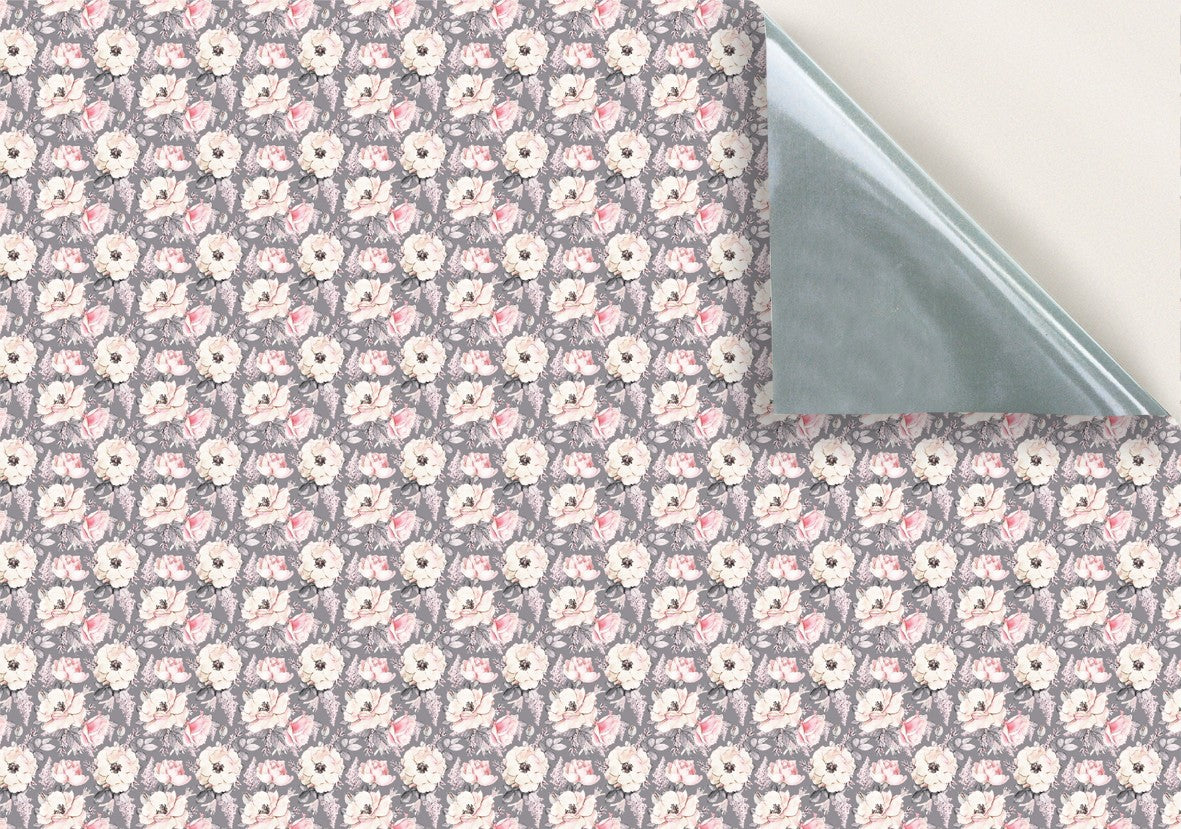 137. Vintage Pink Rose On Grey Wallpaper