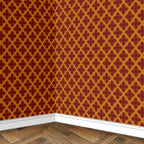 14. Red on Gold Lattice Wallpaper