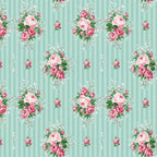 141. Vintage Floral Pink & Teal Wallpaper