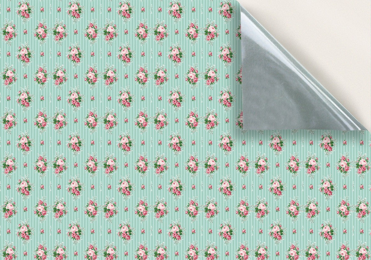 141. Vintage Floral Pink & Teal Wallpaper