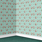 141. Vintage Floral Pink & Teal Wallpaper