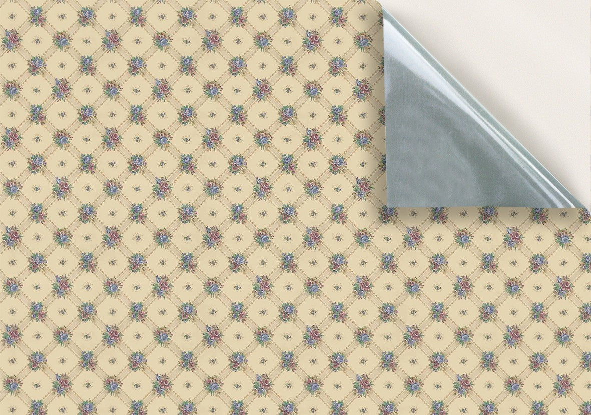 143. Vintage Lattice Floral Beige Wallpaper