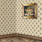 143. Vintage Lattice Floral Beige Wallpaper