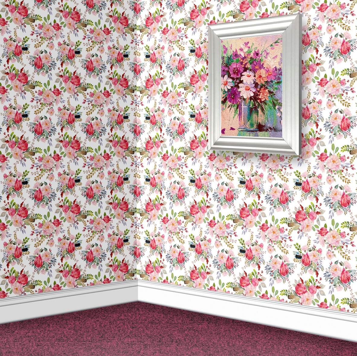 146. Vintage Floral Pink Wallpaper