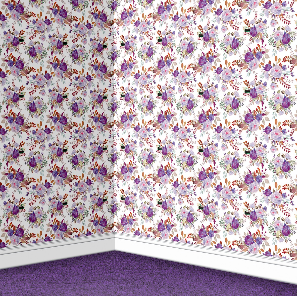 145. Vintage Floral Violet Wallpaper