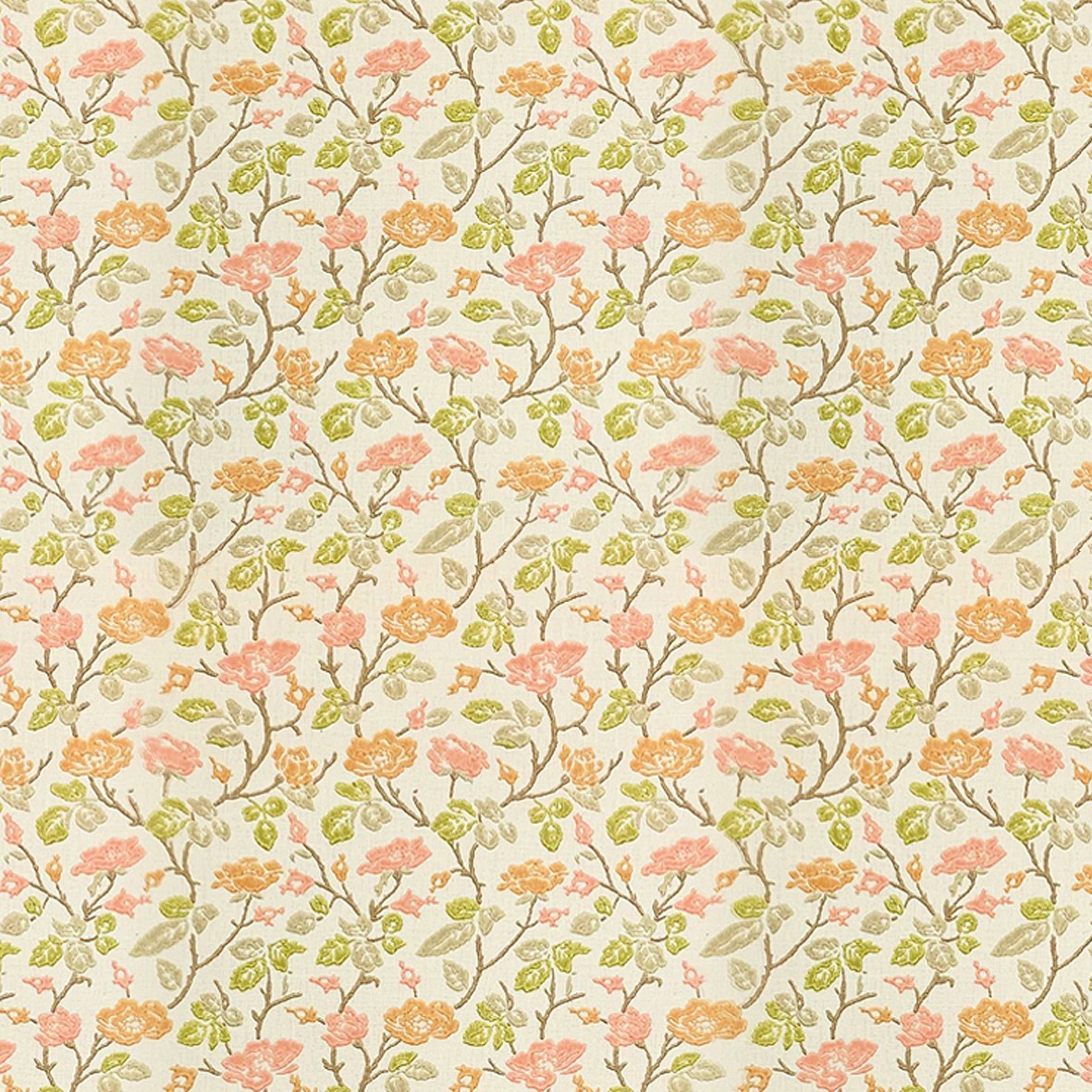 147. Vintage Floral Pink & Peach Wallpaper