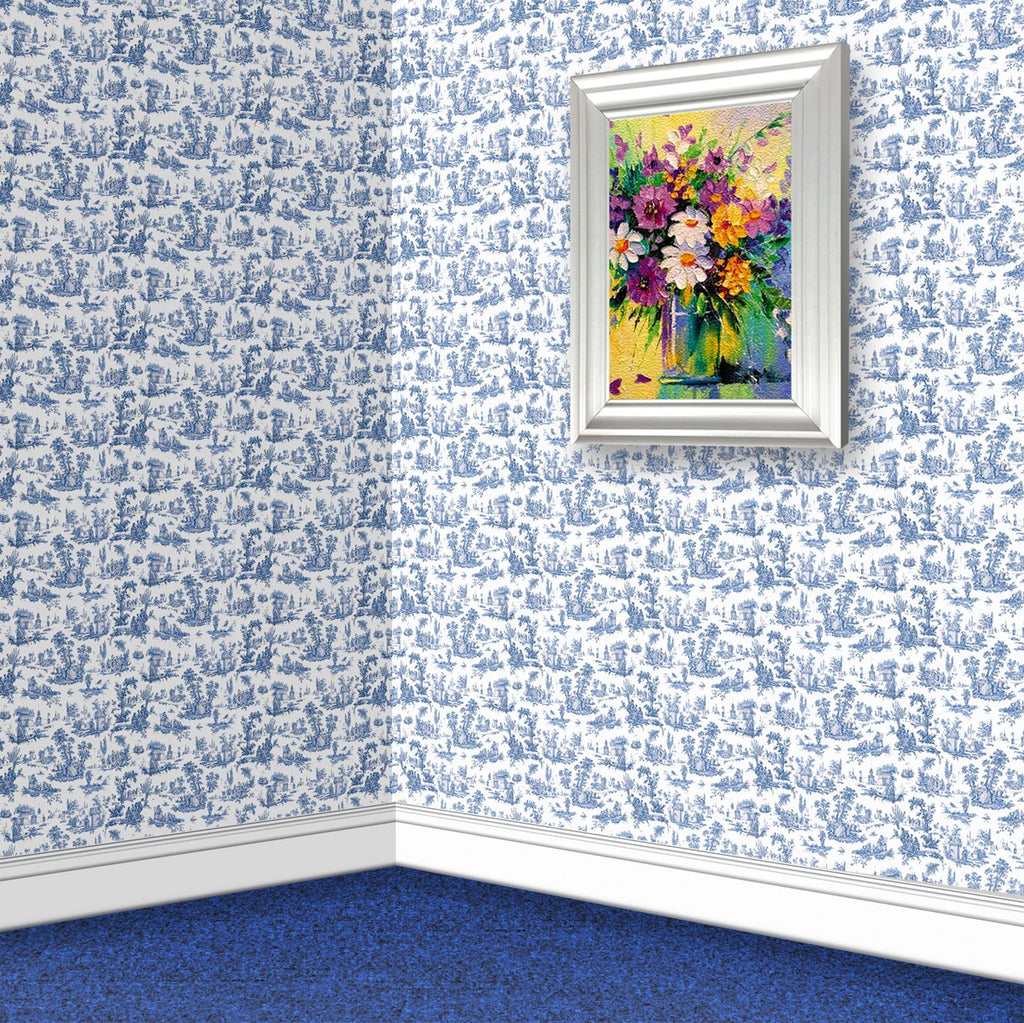 149. Toile Blue Wallpaper