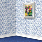 149. Toile Blue Wallpaper