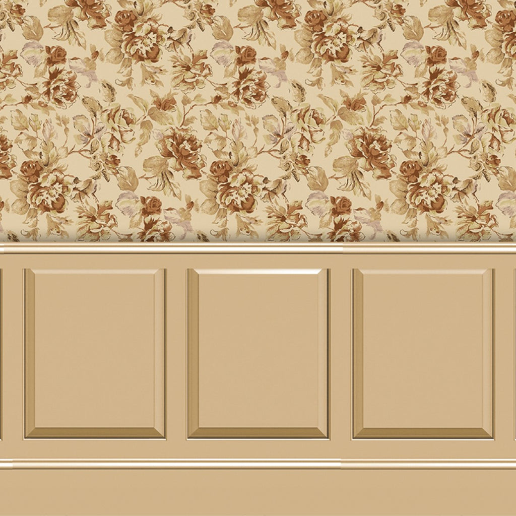 154. Wainscot Beige & Autumn Floral Wallpaper