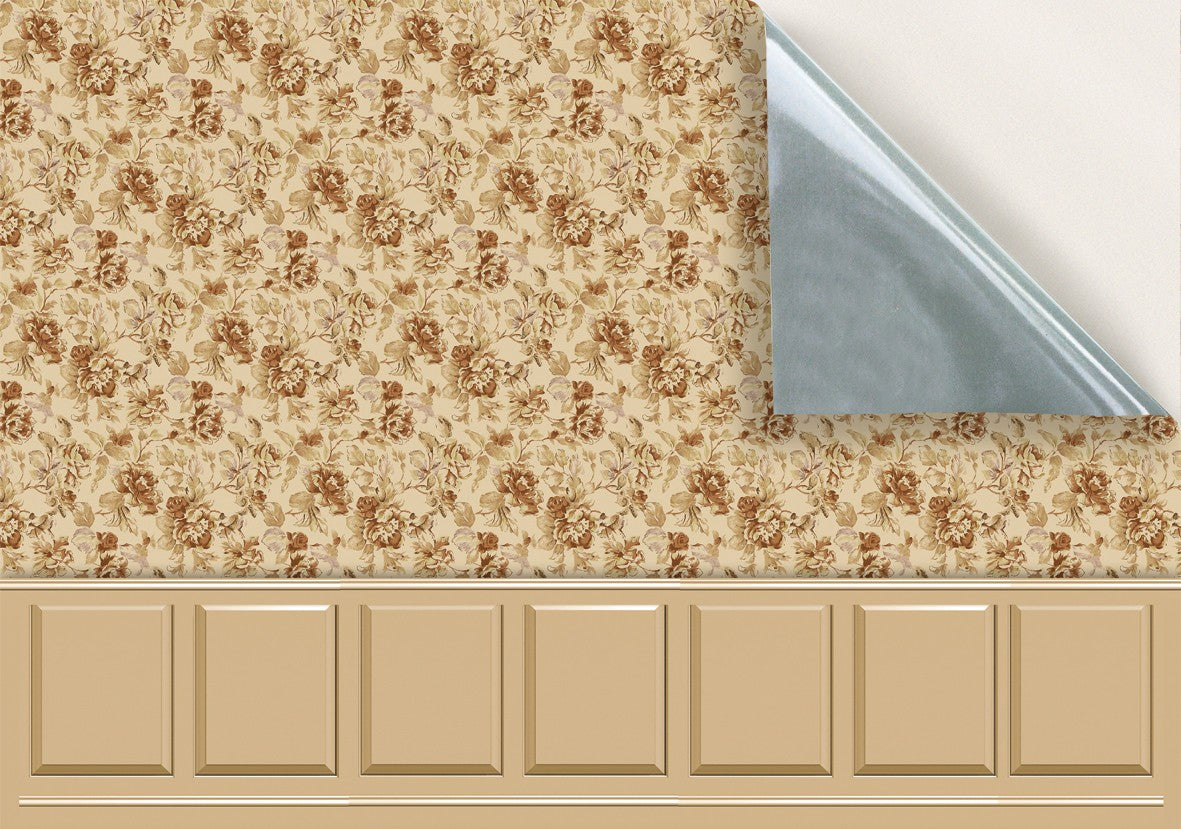 154. Wainscot Beige & Autumn Floral Wallpaper