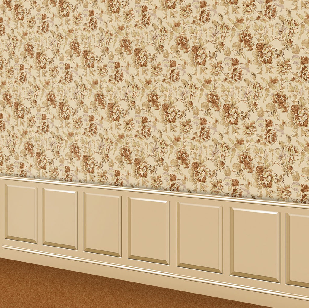 154. Wainscot Beige & Autumn Floral Wallpaper