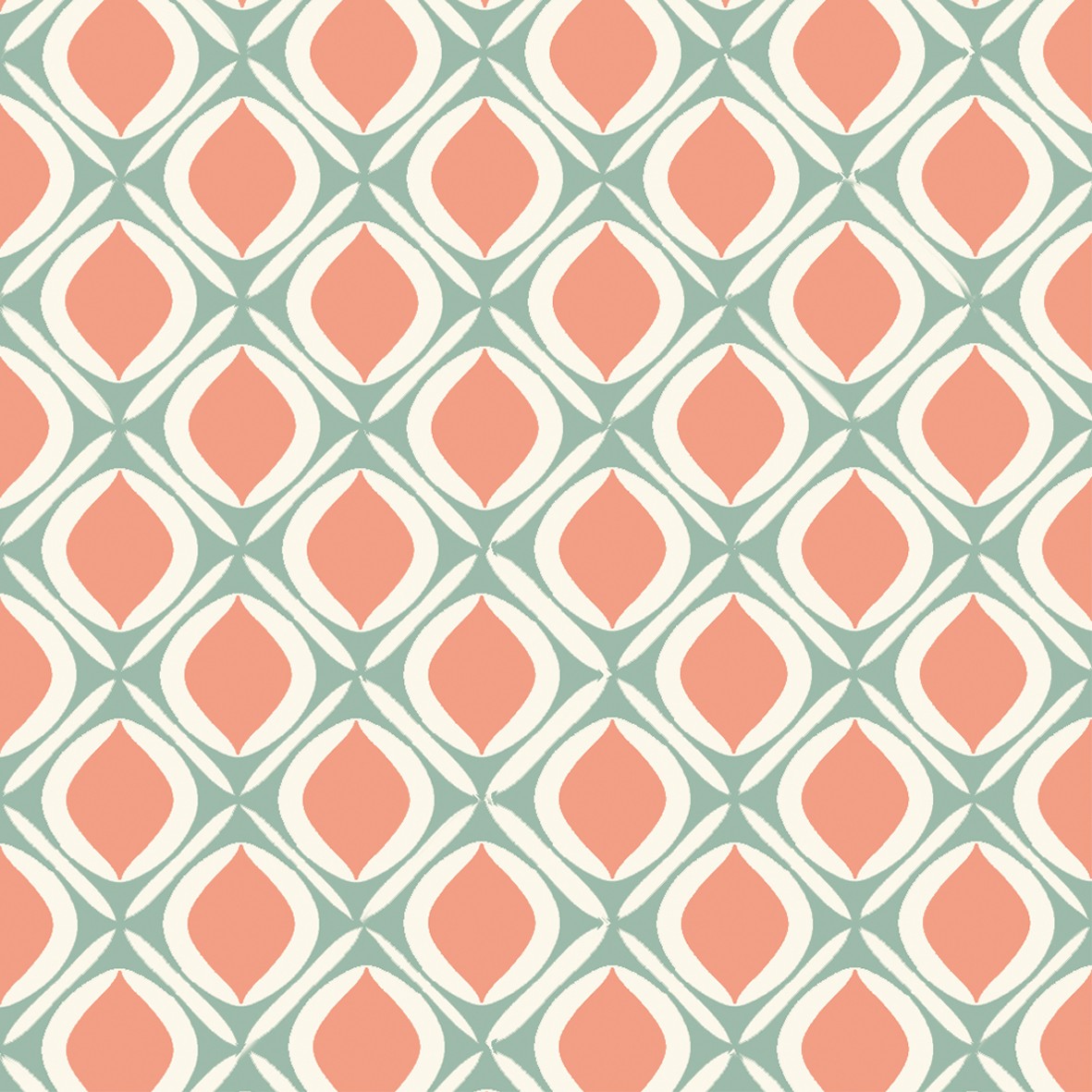 93. Vintage Orange & Teal Wallpaper
