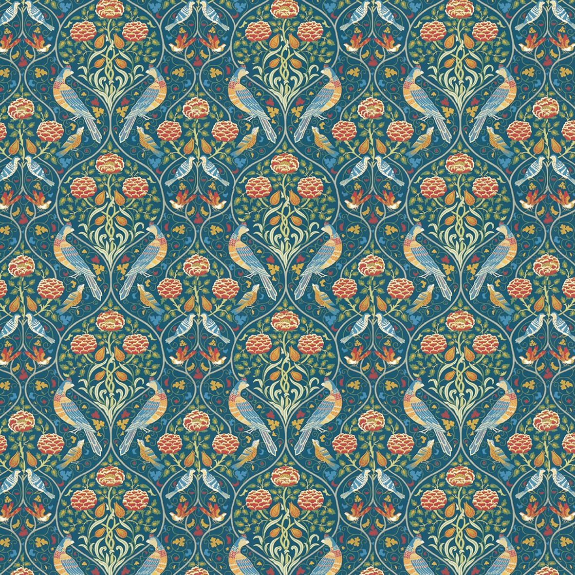 97. William Morris Birds Blue Wallpaper