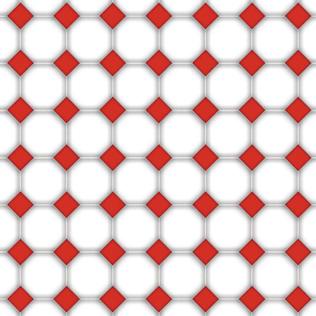 45. Red & White Diamond Floor Tiles