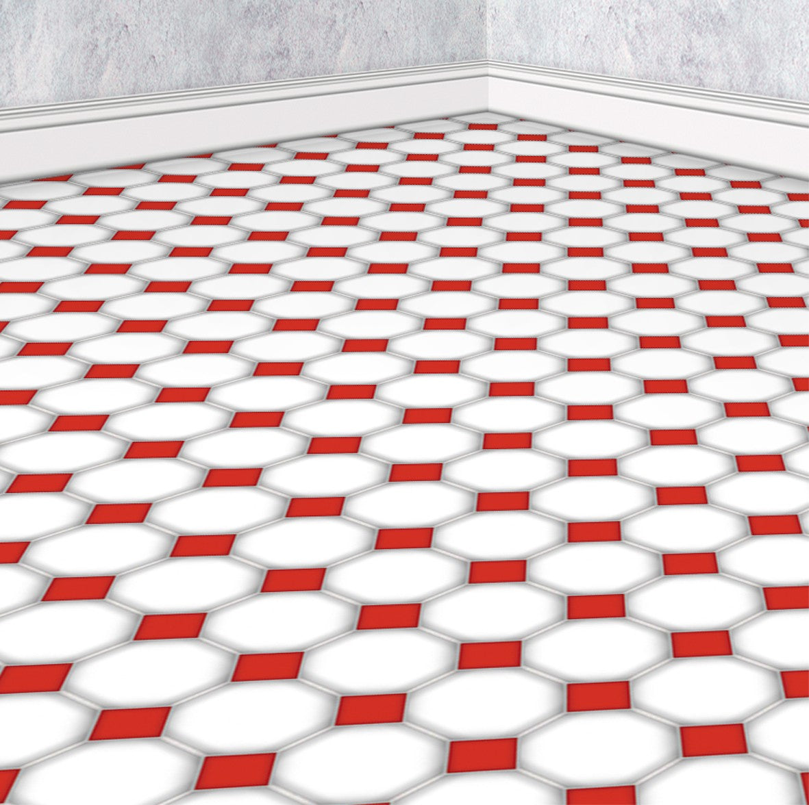 45. Red & White Diamond Floor Tiles