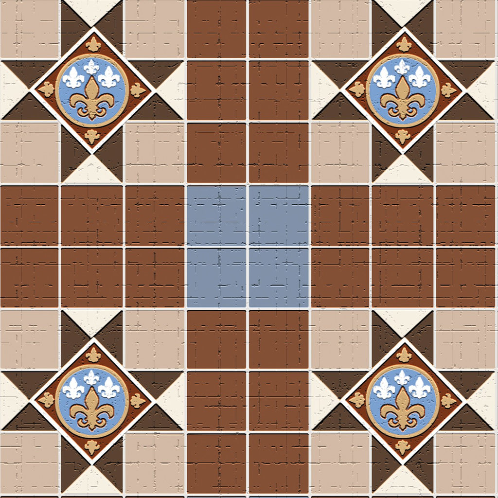 48. Victorian Brown & Blue Floor Tiles