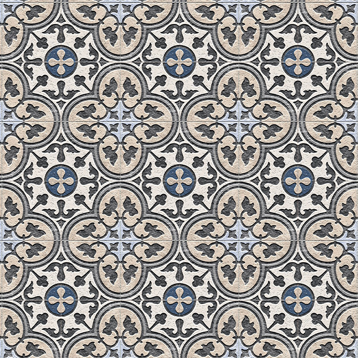 163. Vintage Floor Tiles Grey Blue