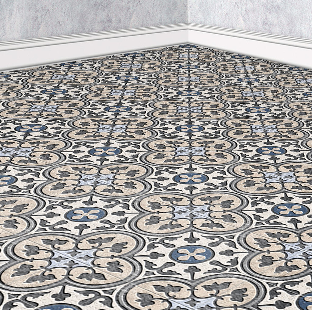 163. Vintage Floor Tiles Grey Blue