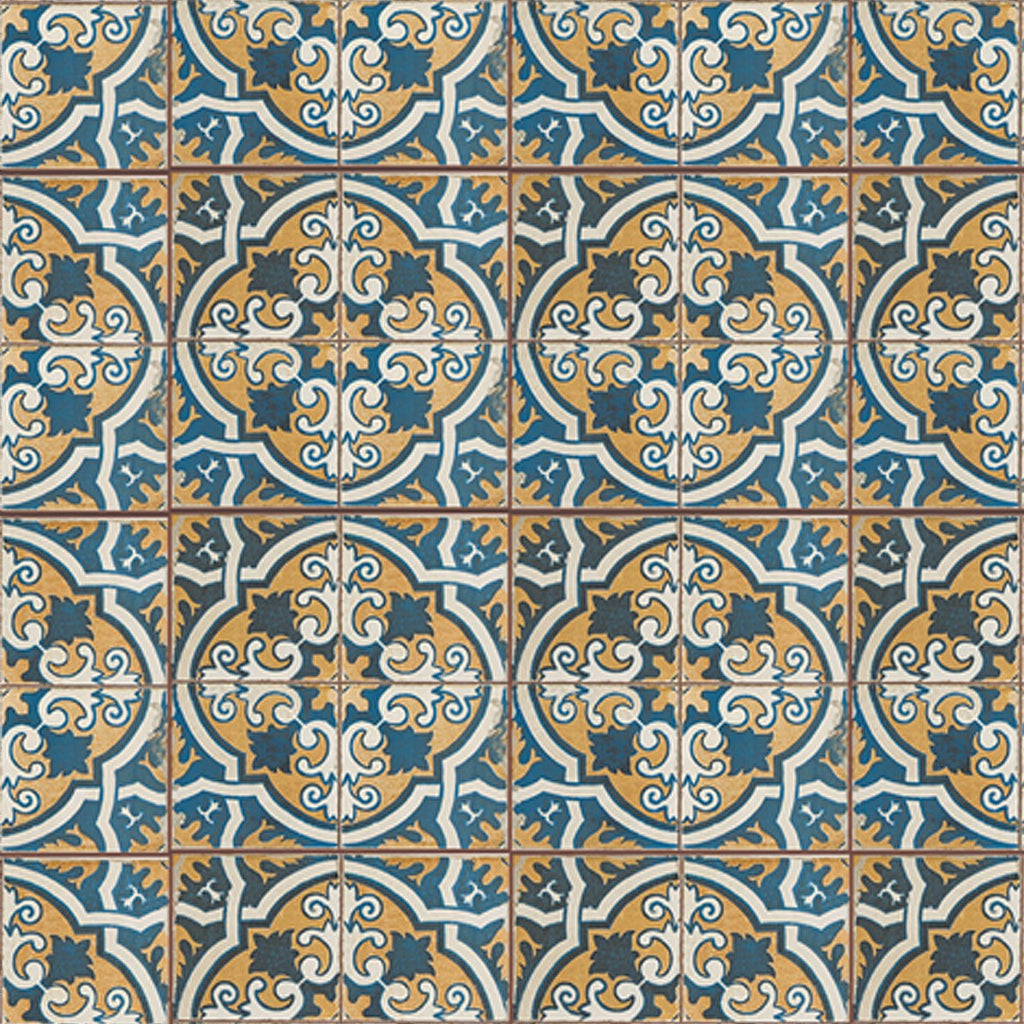 164. Vintage Floor Tiles Ochre Blue