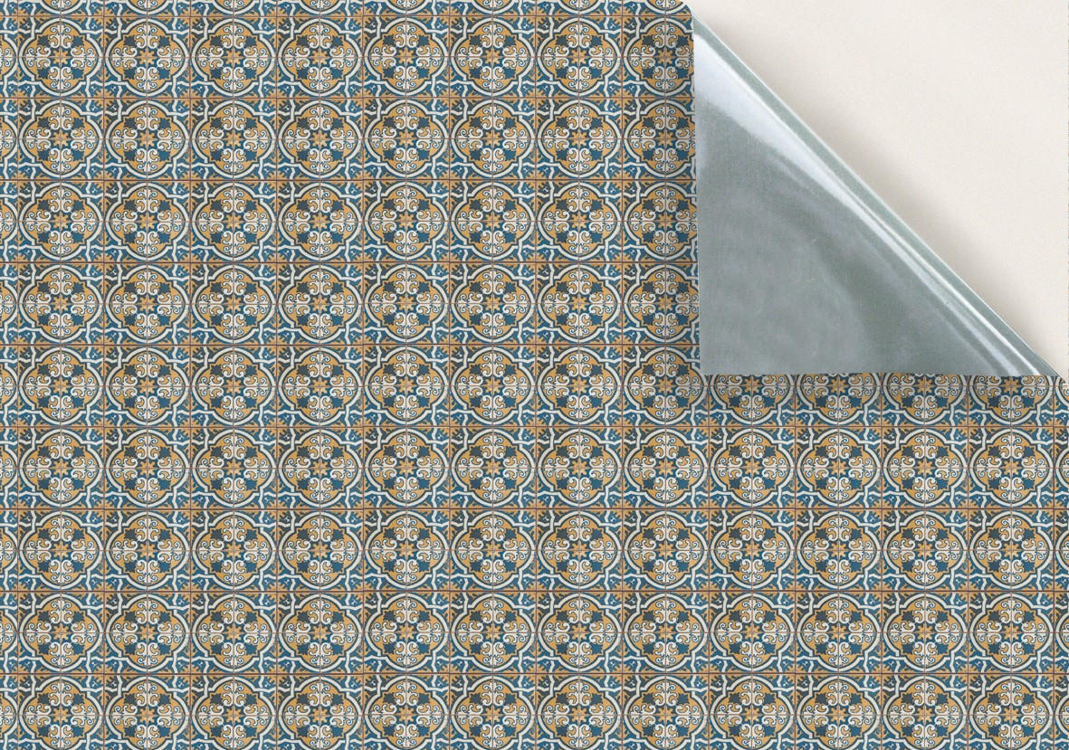 164. Vintage Floor Tiles Ochre Blue
