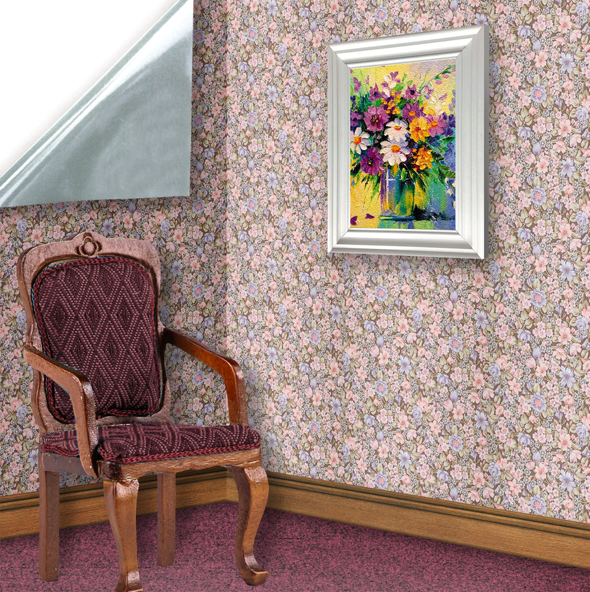 26. Pink & Blue Floral Wallpaper