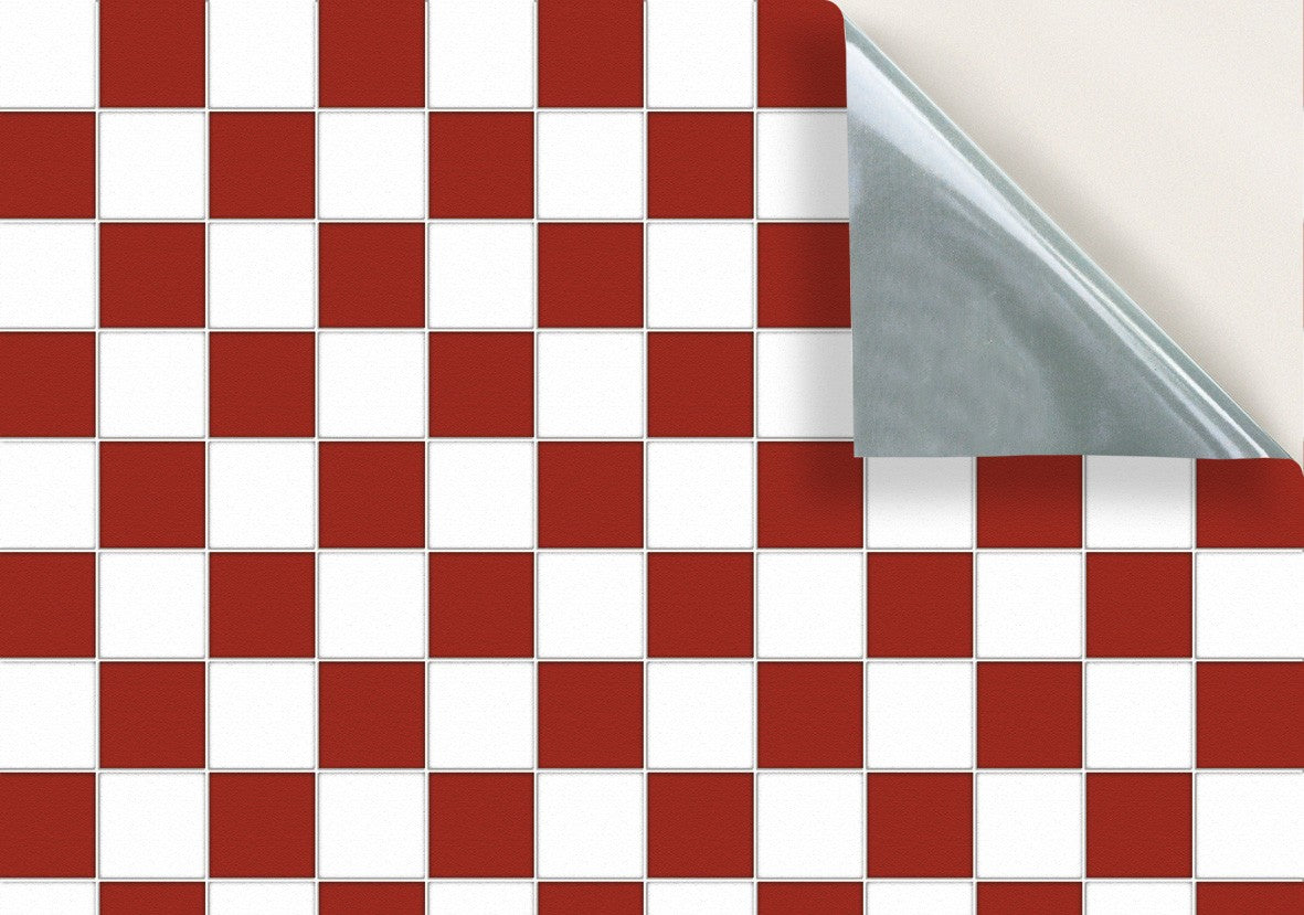 44. Red & White Chequered Floor Tiles