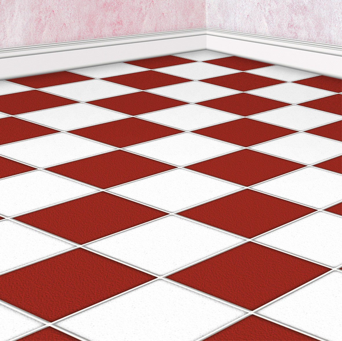44. Red & White Chequered Floor Tiles