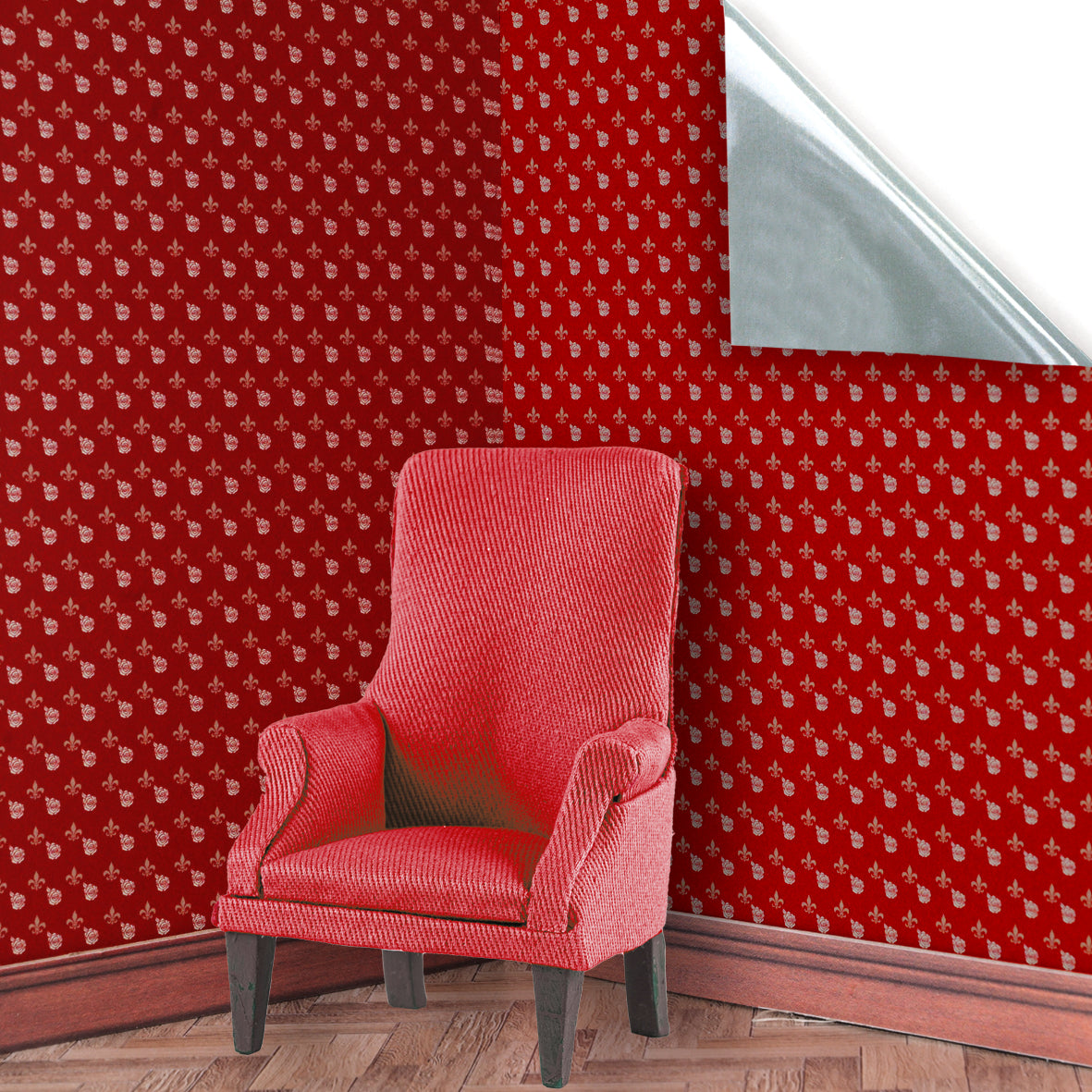 3. Fleur on Dark Red Wallpaper