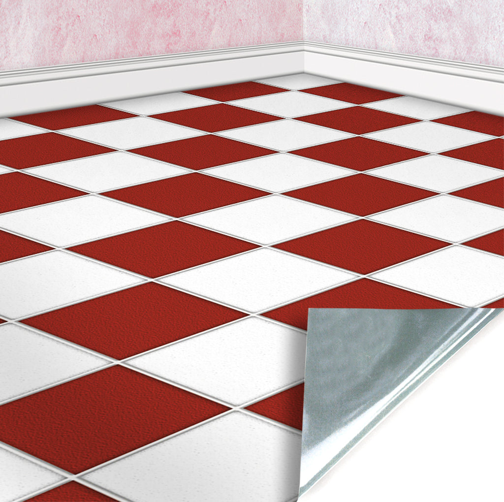 44. Red & White Chequered Floor Tiles