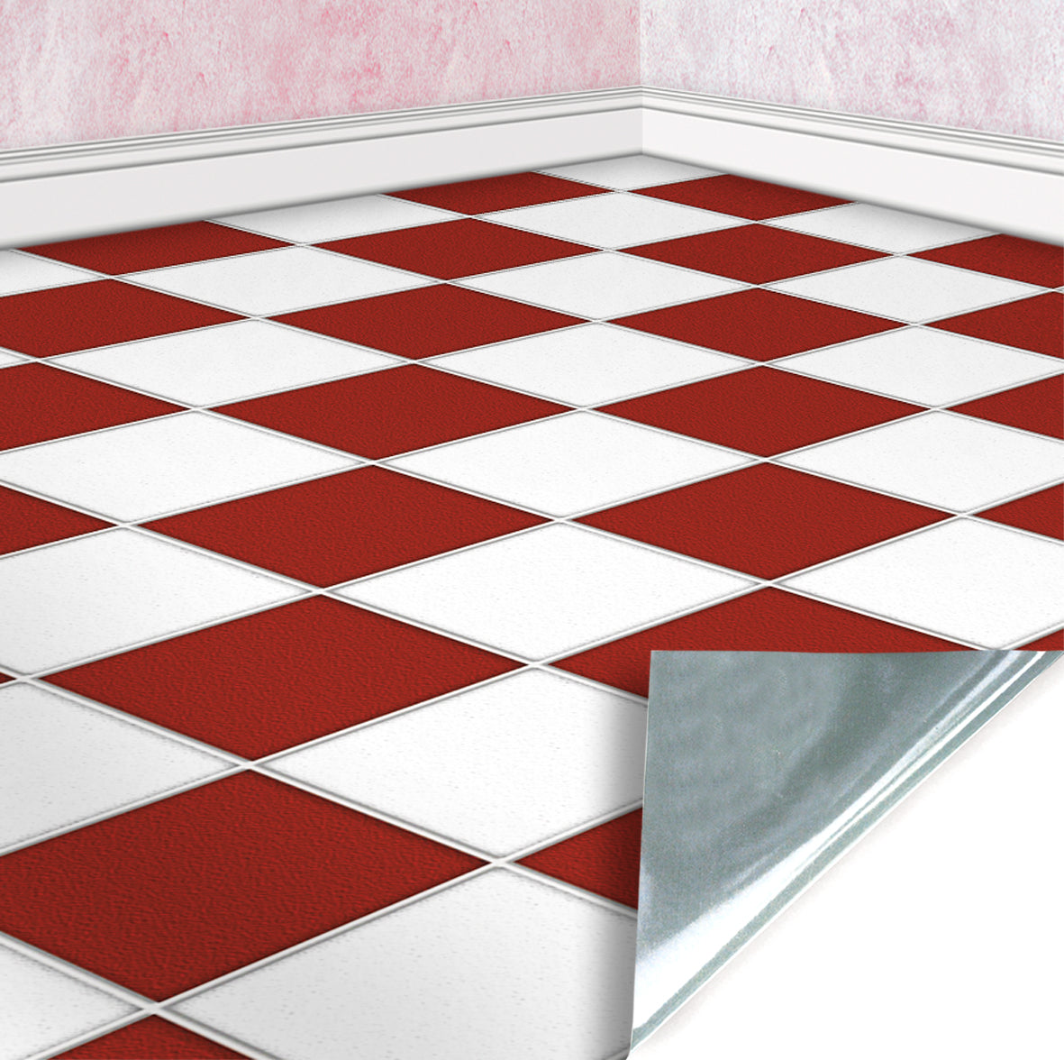 44. Red & White Chequered Floor Tiles