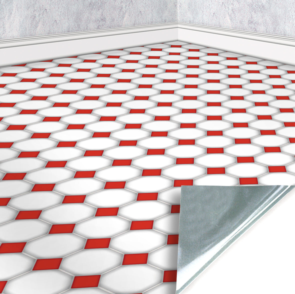 45. Red & White Diamond Floor Tiles