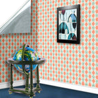93. Vintage Orange & Teal Wallpaper