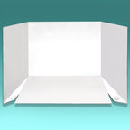 Seamless anti-glare matte white photography pop up backdrop for 1.12 miniatures; a professional flat pack studio set for social media, Instagram and Etsy.