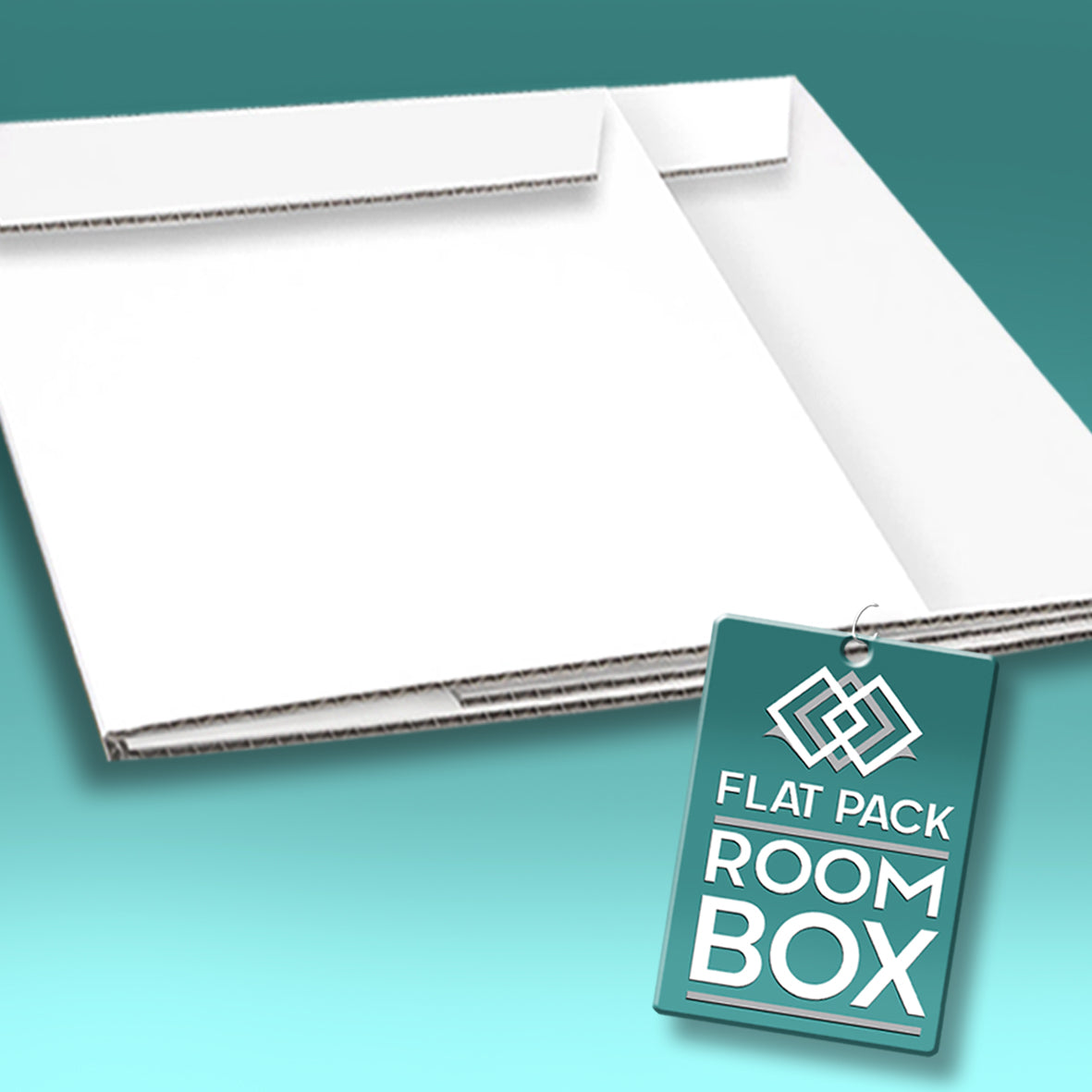 Space-saving miniature dolls house room box folded flat into an A4 storage sleeve; perfect for small-space living and bookshelf storage.